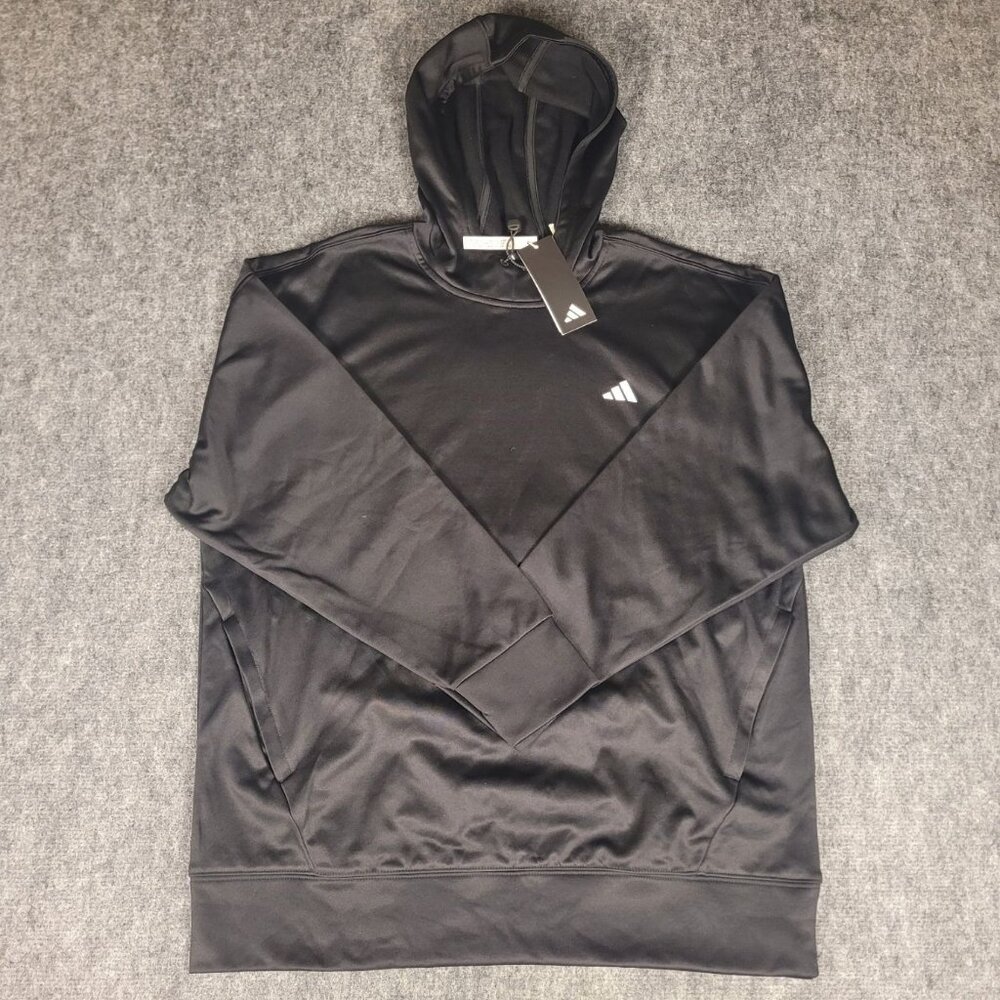 NWT Adidas Fleece Hoodie Women's M Black Game & Go Aeroready - Picture 2 of 9